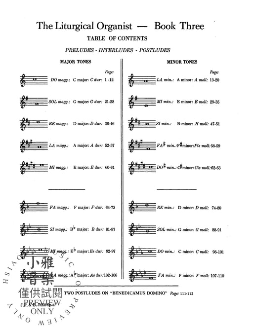 The Liturgical Organist, Volume 3 Preludes/Interludes/Postludes for Pipe or Reed Organ with Hammond Registrations 管風琴 前奏曲 間奏 後奏曲 管風琴 | 小雅音樂 Hsiaoya Music