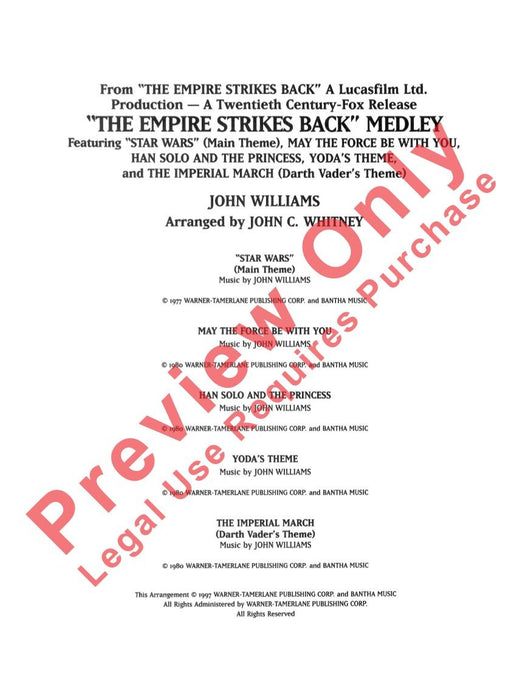 The Empire Strikes Back Medley 組合曲 總譜 | 小雅音樂 Hsiaoya Music