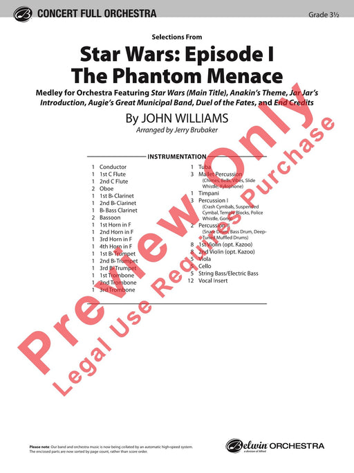 Star Wars®: Episode I The Phantom Menace, Selections from 總譜 | 小雅音樂 Hsiaoya Music