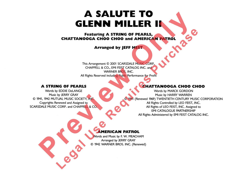 A Salute to Glenn Miller II Featuring: A String of Pearls / Chattanooga Choo Choo / American Patrol 弦樂 總譜 | 小雅音樂 Hsiaoya Music
