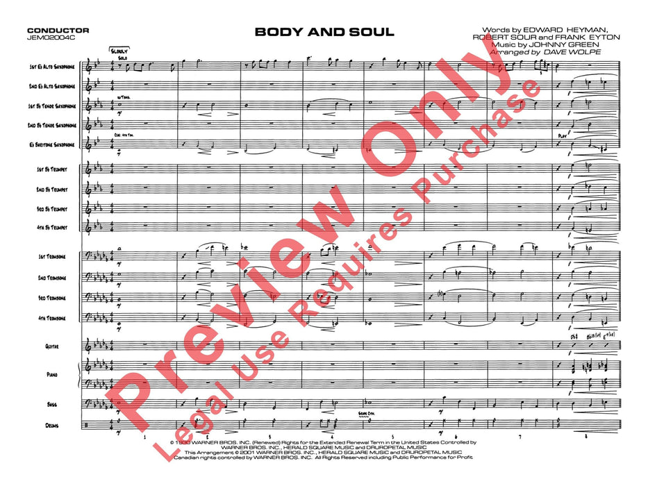 Body and Soul 靈魂樂 總譜 | 小雅音樂 Hsiaoya Music