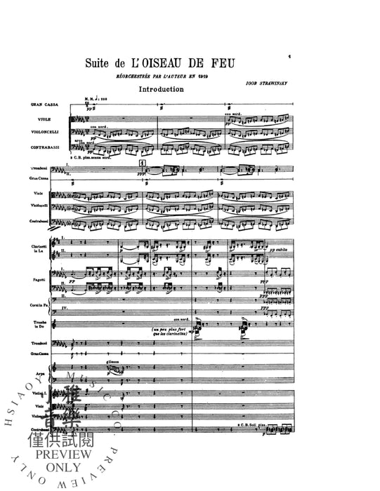Firebird Suite (Suite de L'Oiseau de Feu) Re-Orchestrated by the Composer in 1919 斯特拉溫斯基伊果 組曲 火鳥 作曲家 | 小雅音樂 Hsiaoya Music