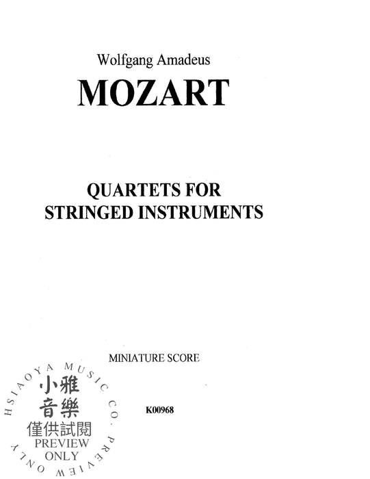 String Quartets: K. 80, 155, 156, 157, 158, 159, 160, 168, 169, 170, 171, 172, 173 莫札特 弦樂 四重奏 | 小雅音樂 Hsiaoya Music