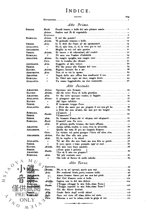 Serse (1738), An Opera in Three Acts 韓德爾 賽瑟王 歌劇 | 小雅音樂 Hsiaoya Music