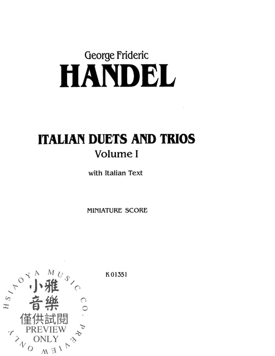 Italian Duets and Trios, Volume I 韓德爾 二重奏 三重奏 | 小雅音樂 Hsiaoya Music