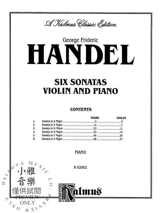 Six Sonatas 韓德爾 奏鳴曲 | 小雅音樂 Hsiaoya Music