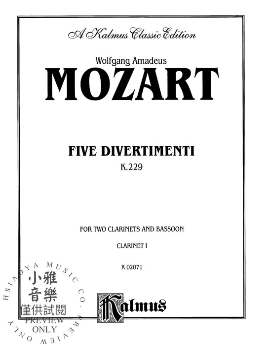 Five Divertimenti, K. 229 莫札特 嬉遊曲 | 小雅音樂 Hsiaoya Music