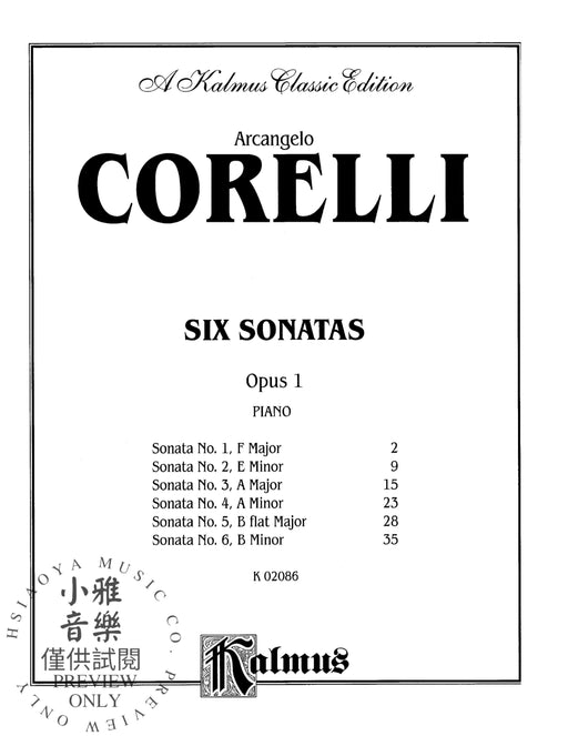 Six Sonatas, Opus 1 柯雷里阿爾坎傑羅 奏鳴曲 作品 | 小雅音樂 Hsiaoya Music