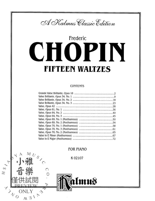 Fifteen Waltzes 蕭邦 圓舞曲 | 小雅音樂 Hsiaoya Music