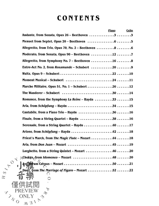 Masters for the Young--Beethoven, Schubert, Haydn, Mozart For Cello and Piano 大提琴 鋼琴 | 小雅音樂 Hsiaoya Music