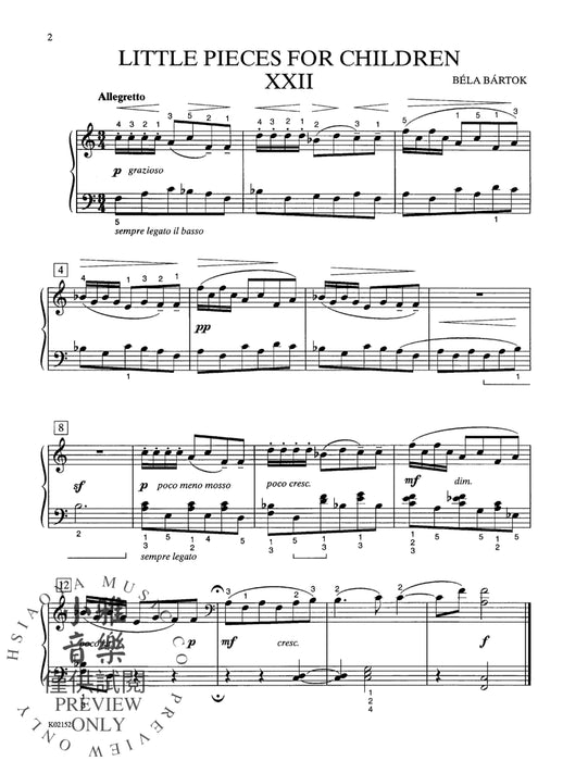Piano Pieces for Children, Volume II Nos. 22-42 巴爾托克 鋼琴 小品 | 小雅音樂 Hsiaoya Music