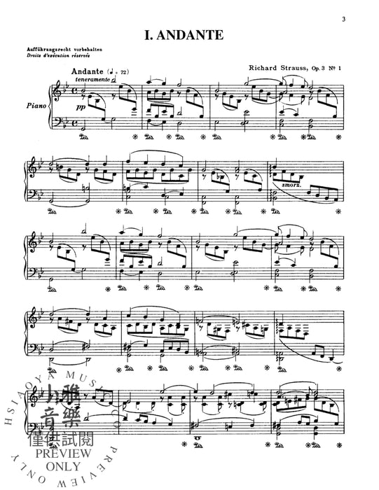 Piano Pieces, Opus 3 史特勞斯理查 鋼琴 小品 作品 | 小雅音樂 Hsiaoya Music