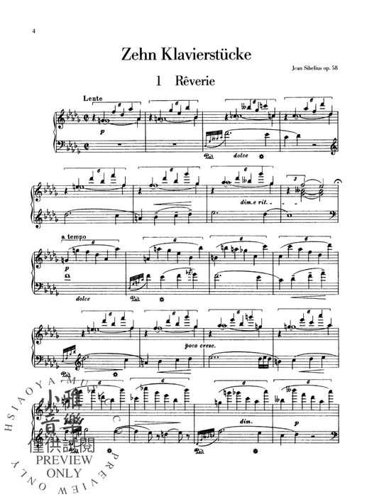 Ten Pieces, Opus 58 西貝流士 小品 作品 | 小雅音樂 Hsiaoya Music
