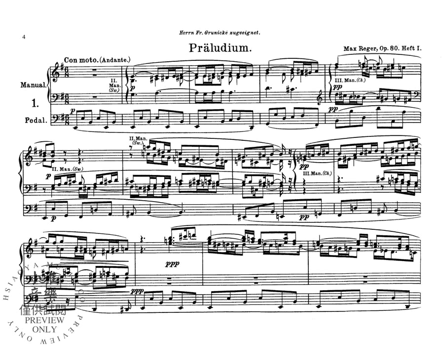Twelve Pieces for Organ, Opus 80 雷格馬克斯 小品 管風琴 作品 | 小雅音樂 Hsiaoya Music