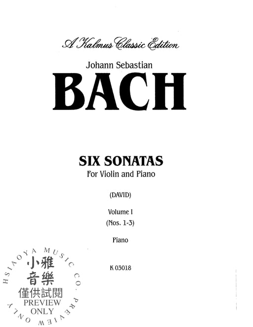 Six Sonatas, Volume I 巴赫約翰‧瑟巴斯提安 奏鳴曲 | 小雅音樂 Hsiaoya Music