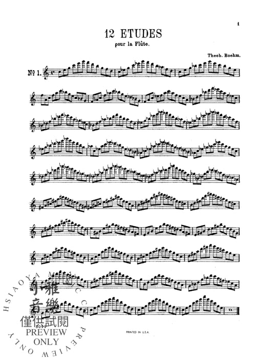 Twelve Studies, Opus 15 for Flute Solo 貝姆,泰歐巴德 作品 長笛 獨奏 | 小雅音樂 Hsiaoya Music