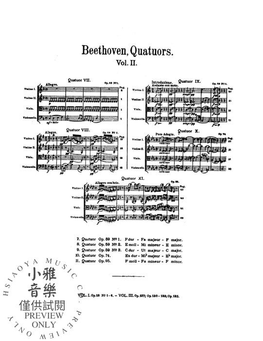 String Quartets, Volume II, Opus 59, Nos. 1-3; Opus 74; Opus 95 貝多芬 弦樂 四重奏 作品 | 小雅音樂 Hsiaoya Music