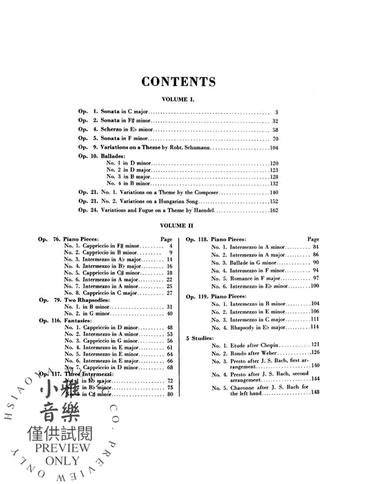 Piano Works, Volume II (incl. Opus 119 & 5 Etudes) 布拉姆斯 鋼琴 作品 練習曲 | 小雅音樂 Hsiaoya Music
