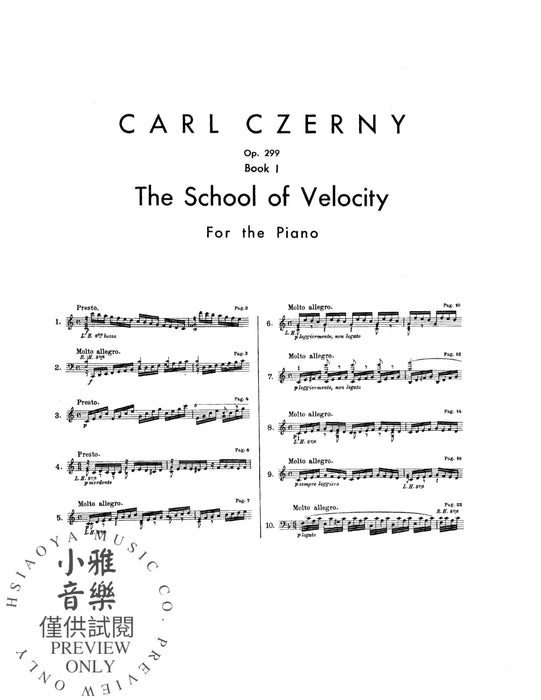 School of Velocity, Opus 299, Volume I 徹爾尼 作品 | 小雅音樂 Hsiaoya Music