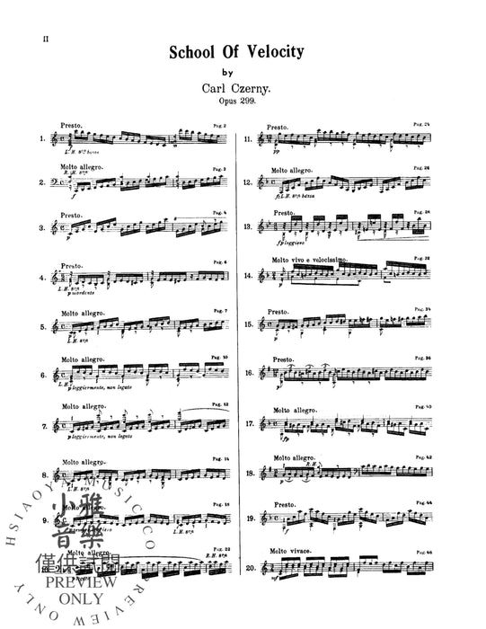 School of Velocity, Opus 299 (Complete) 徹爾尼 作品 | 小雅音樂 Hsiaoya Music