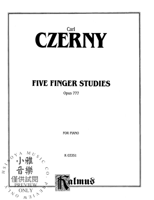 Five Finger Studies, Opus 777 徹爾尼 作品 | 小雅音樂 Hsiaoya Music