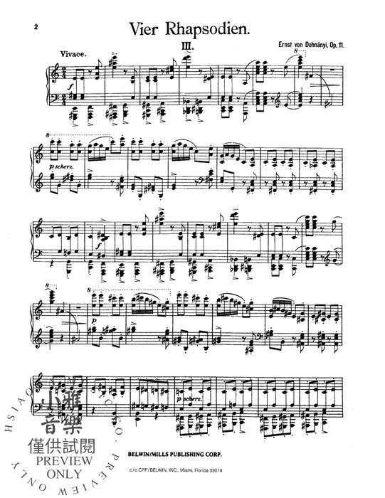 Rhapsody, Opus 11, No. 3 狂想曲 作品 | 小雅音樂 Hsiaoya Music