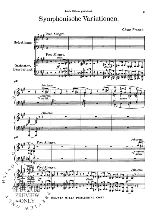 Symphonic Variations 法朗克賽札爾 詠唱調 | 小雅音樂 Hsiaoya Music