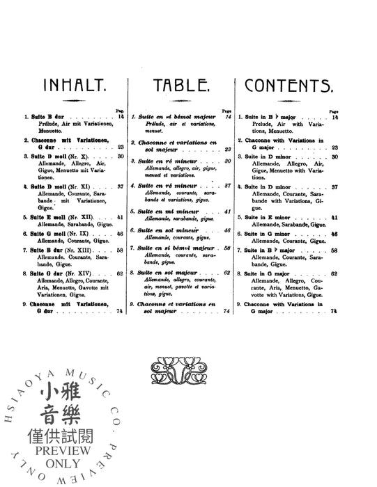 Suites and Chaconnes, Volume II (Suites IX to XVI) 韓德爾 組曲 夏康舞曲 組曲 | 小雅音樂 Hsiaoya Music