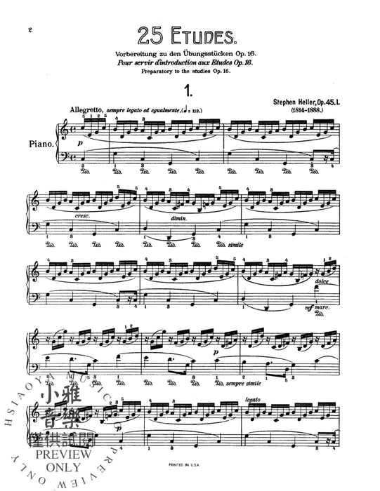 Twenty-Five Melodious Studies, Opus 45 黑勒史提芬 作品 | 小雅音樂 Hsiaoya Music