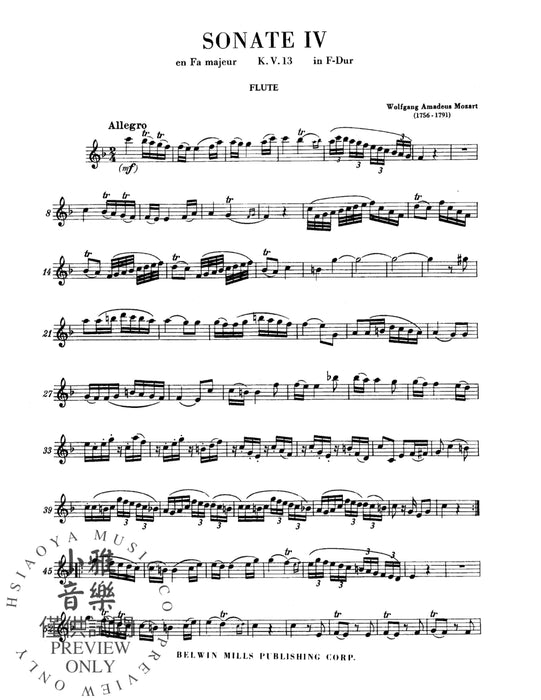 Six Sonatas, Volume II (Nos. 4-6) (K. 13, 14, 15) 莫札特 奏鳴曲 | 小雅音樂 Hsiaoya Music