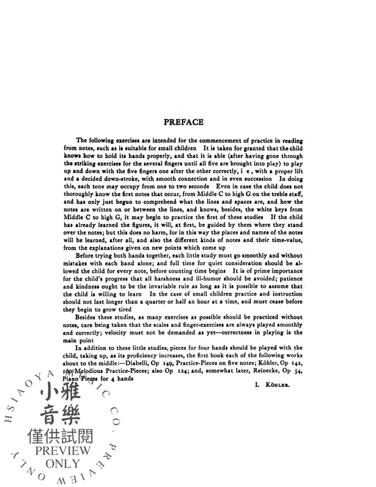 The Very Easiest Studies, Opus 190 作品 | 小雅音樂 Hsiaoya Music