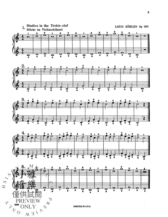 The Very Easiest Studies, Opus 190 作品 | 小雅音樂 Hsiaoya Music