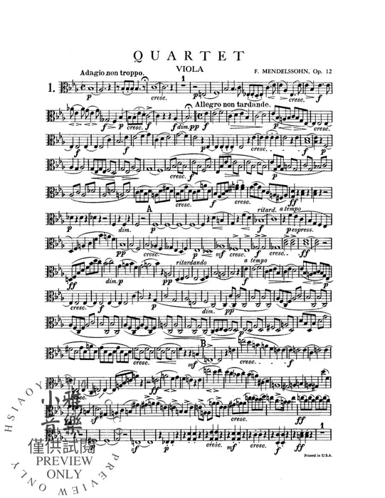 String Quartets, Opus 12; Opus 44, Nos. 1, 2 & 3 For Two Violins, Viola and Cello 孟德爾頌,菲利克斯 弦樂 四重奏 作品 小提琴 中提琴 大提琴 | 小雅音樂 Hsiaoya Music