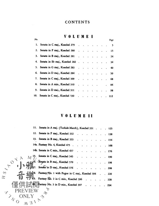 Sonatas and Three Fantasias, Volume I Nos.1-10 莫札特 奏鳴曲 幻想曲 | 小雅音樂 Hsiaoya Music