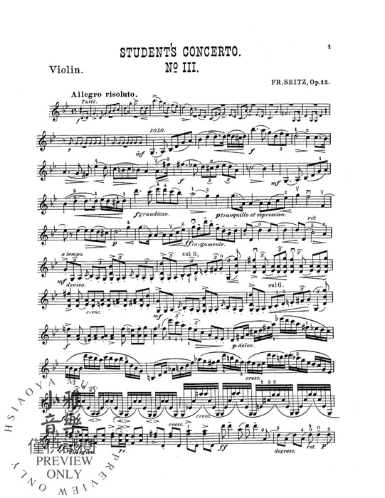 Student's Concerto No. III in G Minor, Opus 12 協奏曲 作品 | 小雅音樂 Hsiaoya Music