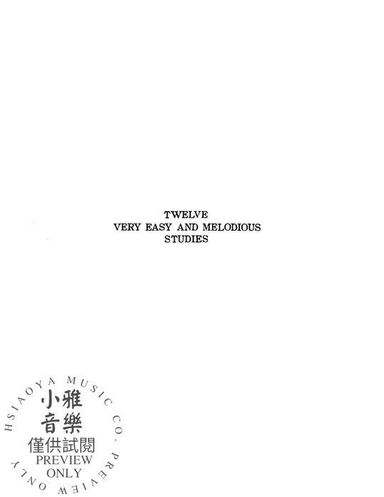 Twelve Very Easy and Melodious Studies, Opus 63 作品 | 小雅音樂 Hsiaoya Music