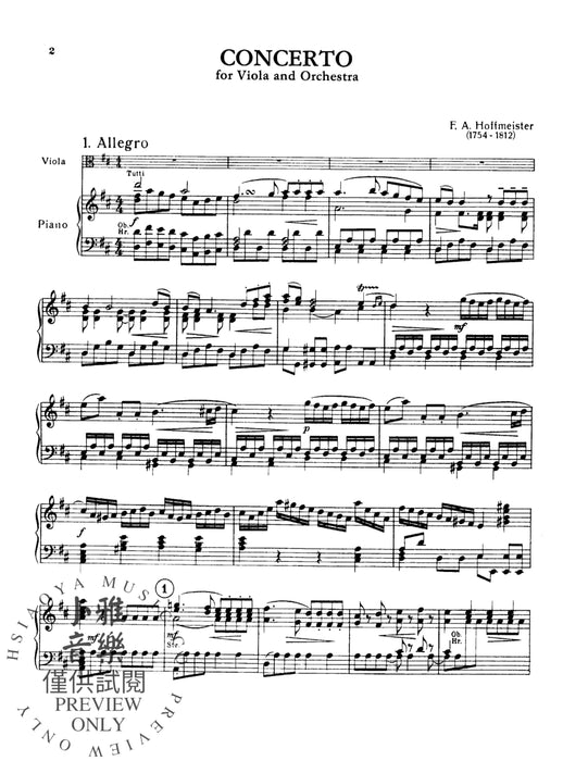 Viola Concerto in D Major 霍夫麥斯特 中提琴 協奏曲 | 小雅音樂 Hsiaoya Music