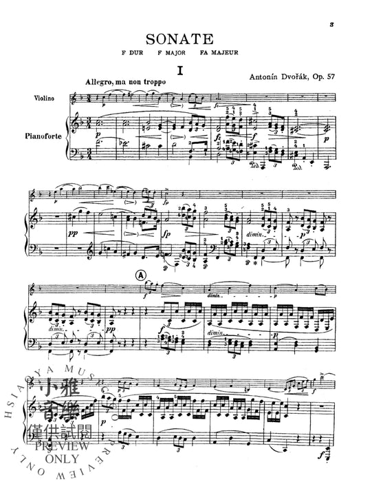 Sonata in F Major, Opus 57 德弗札克 奏鳴曲 作品 | 小雅音樂 Hsiaoya Music