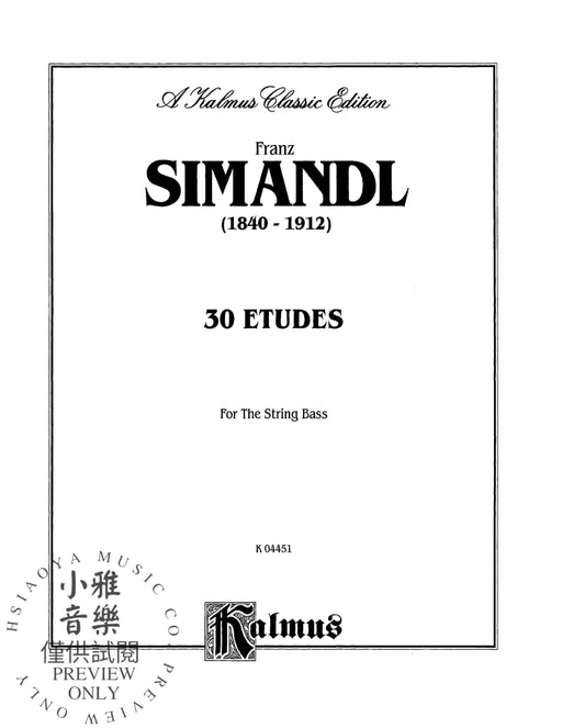 Thirty Etudes for String Bass 練習曲 弦樂 | 小雅音樂 Hsiaoya Music