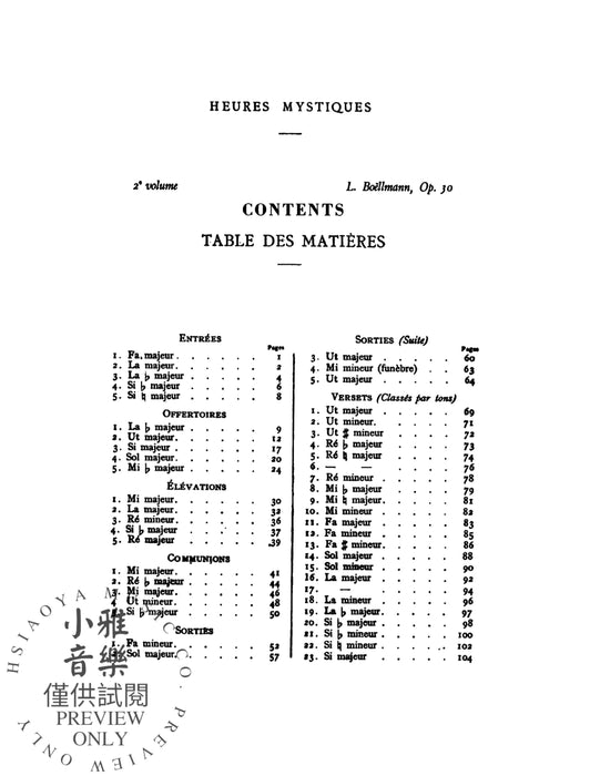 Heures Mystiques (Urtext), Volume II (Opus 30) 作品 | 小雅音樂 Hsiaoya Music