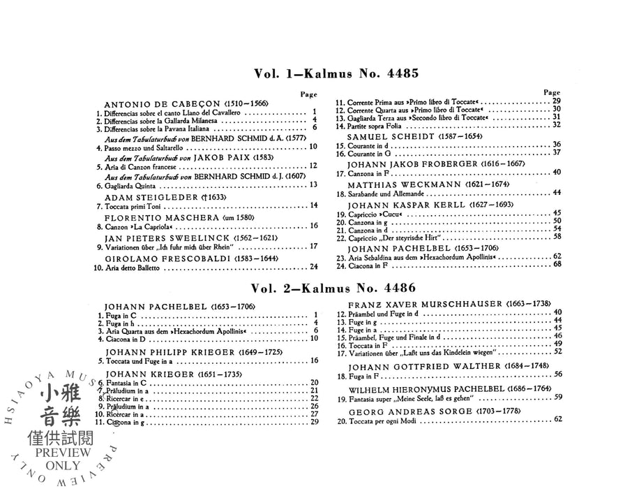 Organ Masters of the 16th and 17th Centuries, Volume II 管風琴 | 小雅音樂 Hsiaoya Music