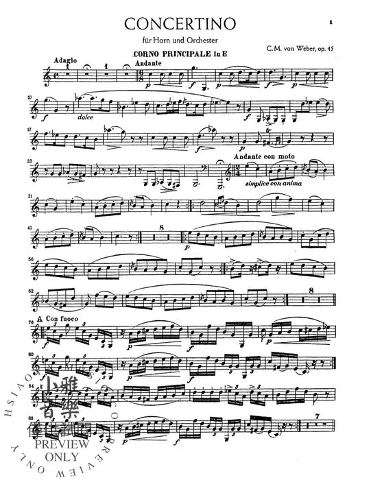 Concertino in E Minor, Opus 45 (Orch.) 韋伯卡爾 音樂會 作品 | 小雅音樂 Hsiaoya Music