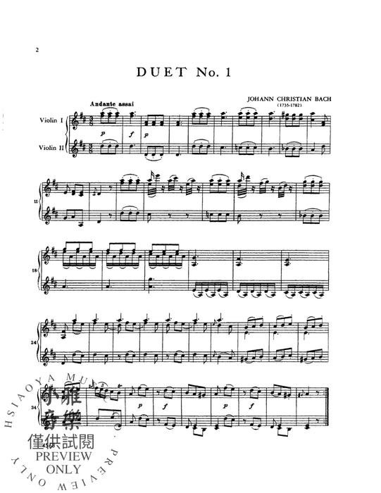 Six Duets, Volume I 巴赫約翰‧克里斯提安 二重奏 | 小雅音樂 Hsiaoya Music