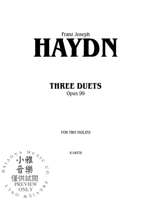 Three Duets, Opus 99 海頓 二重奏 作品 | 小雅音樂 Hsiaoya Music