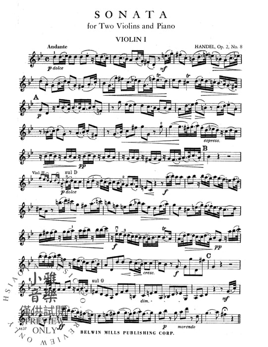 Sonata in G Minor, Opus 2, No. 8 韓德爾 奏鳴曲 作品 | 小雅音樂 Hsiaoya Music