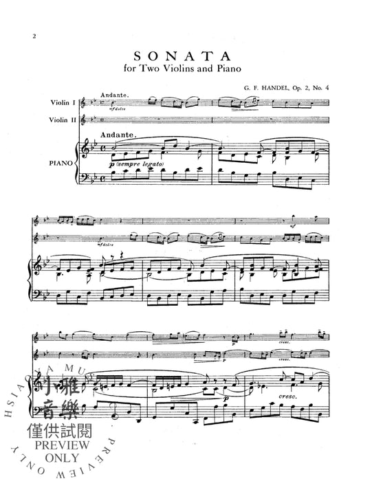 Sonata in B-flat Major, Opus 2, No. 11 韓德爾 奏鳴曲 作品 | 小雅音樂 Hsiaoya Music