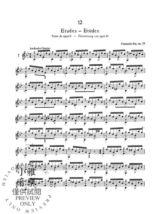Twelve Etudes for the Guitar, Opus 29 練習曲 吉他 作品 | 小雅音樂 Hsiaoya Music