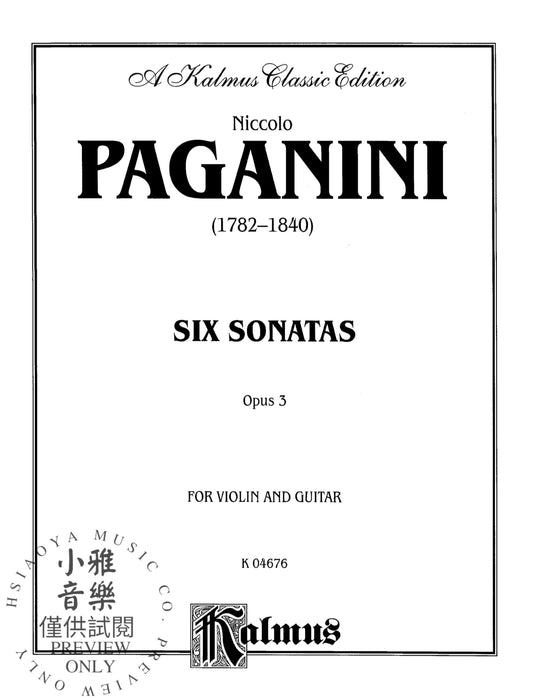 Six Sonatas for Violin and Guitar, Opus 3 帕格尼尼 奏鳴曲 小提琴 吉他 作品 | 小雅音樂 Hsiaoya Music