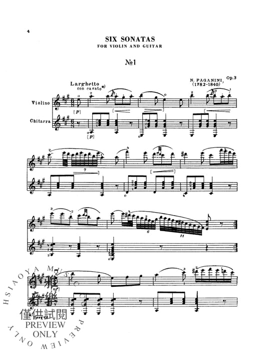 Six Sonatas for Violin and Guitar, Opus 3 帕格尼尼 奏鳴曲 小提琴 吉他 作品 | 小雅音樂 Hsiaoya Music