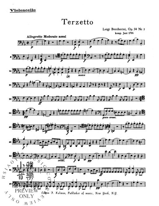 String Trio, Opus 54, No. 3 玻凱利尼 弦樂 三重奏 作品 | 小雅音樂 Hsiaoya Music